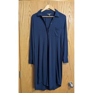 Tommy Bahama Shirt Dress Long Sleeve Collared Casual Navy‎ Blue Size M/M